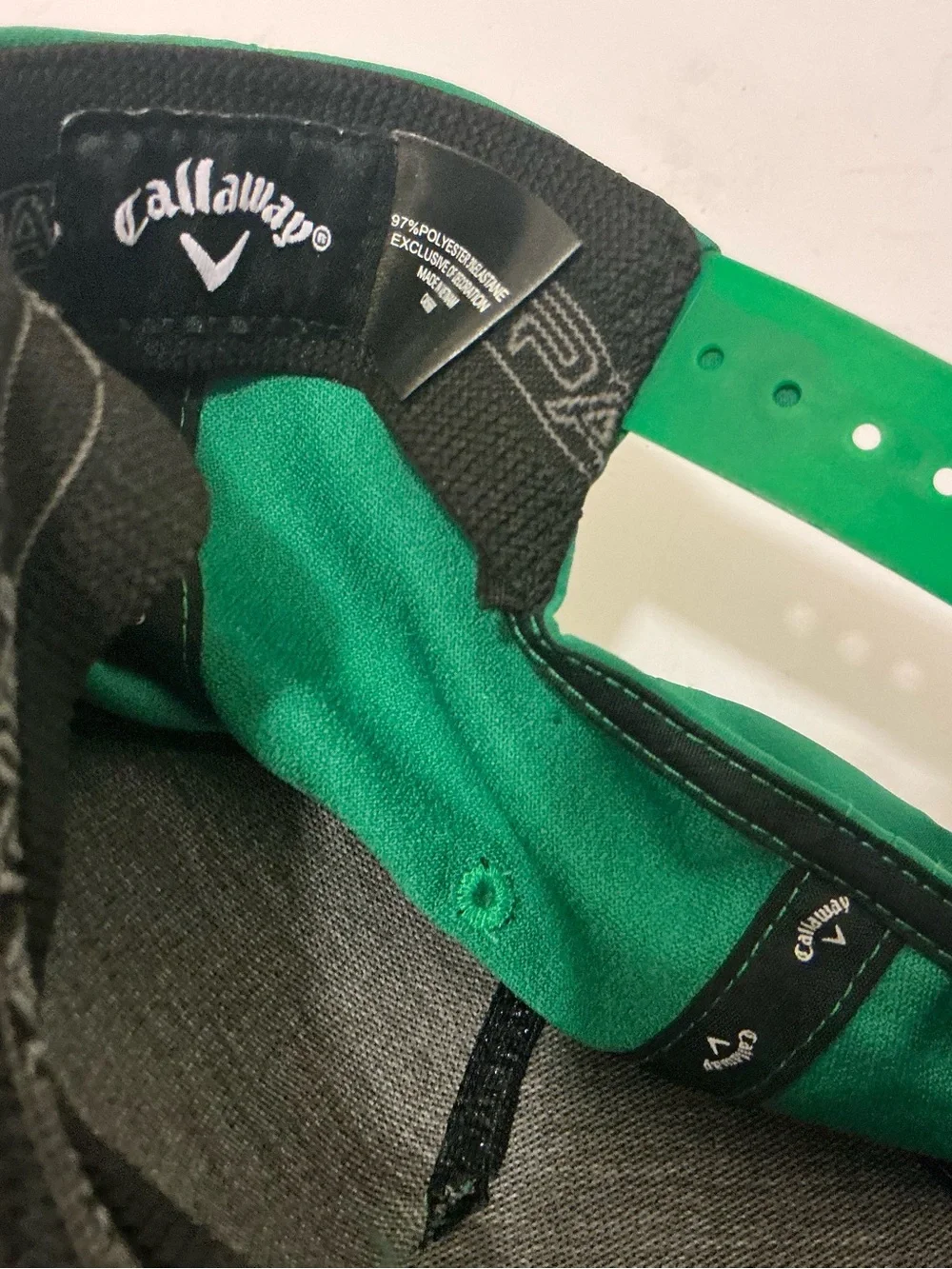 NWOT Callaway Green Golf Cap with Yellow Script and Rope Trim